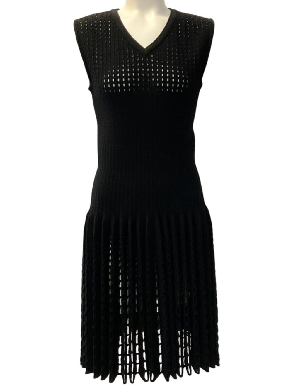 Alaia Black Knit Skater Sleeveless Dress with Cutouts